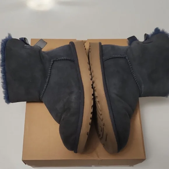 UGG Women's Navy BLUE Shearling Boots - Picture 7 of 10